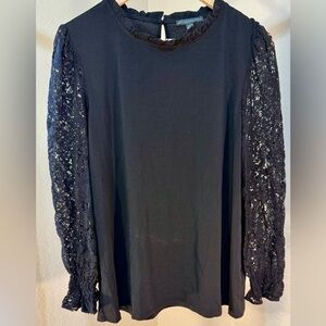 Adrianna Papell Black Lace Sleeve Blouse